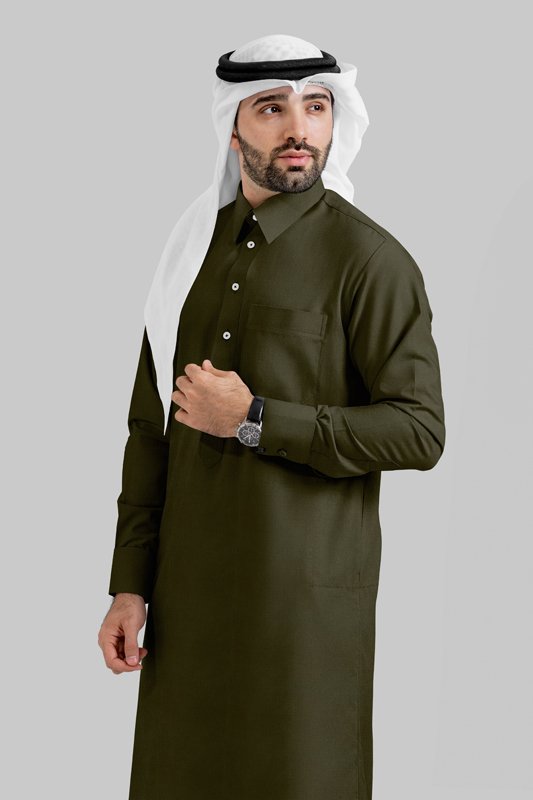 Alternative view of Cashmere Khaki Qatari Kandoora