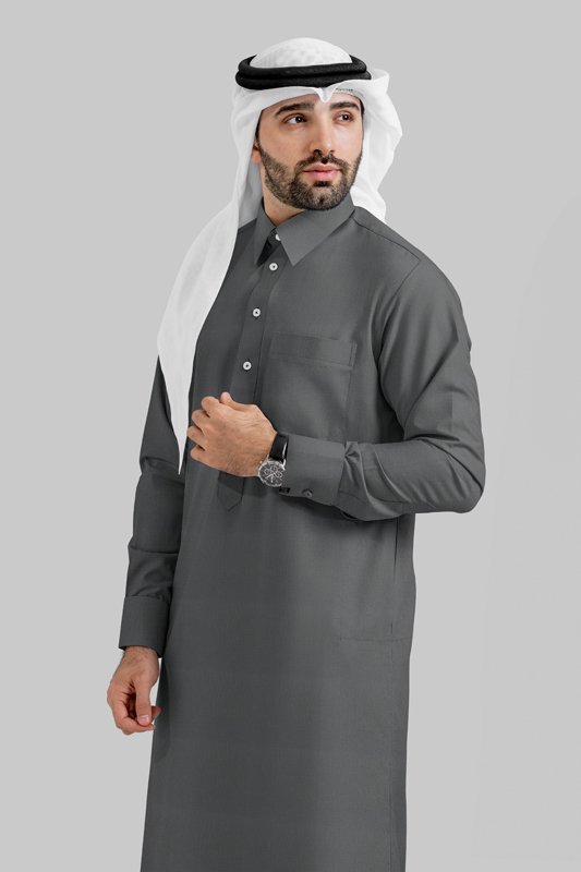 Alternative view of Cashmere Dusk Qatari Kandoora