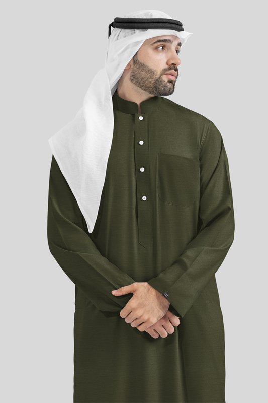 Alternative view of Lustre Olive Kuwaiti Kandoora