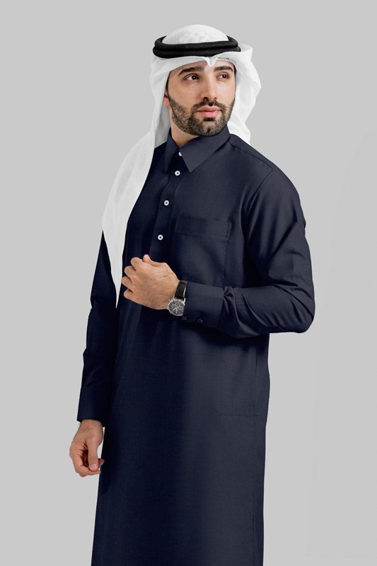 Alternative view of Noir Luxe Oxford Blue Qatari Kandoora