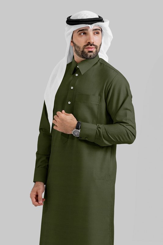 Alternative view of Opulence Olive Qatari Kandoora