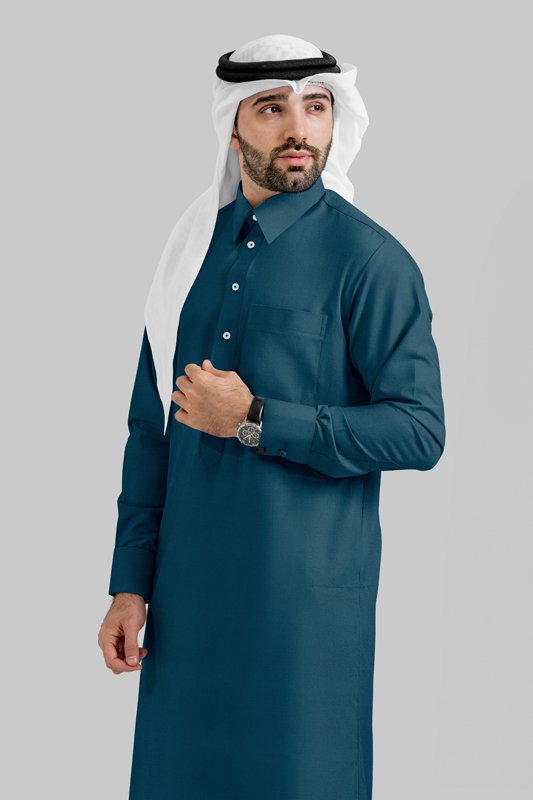 Alternative view of Opulence Teal Qatari Kandoora