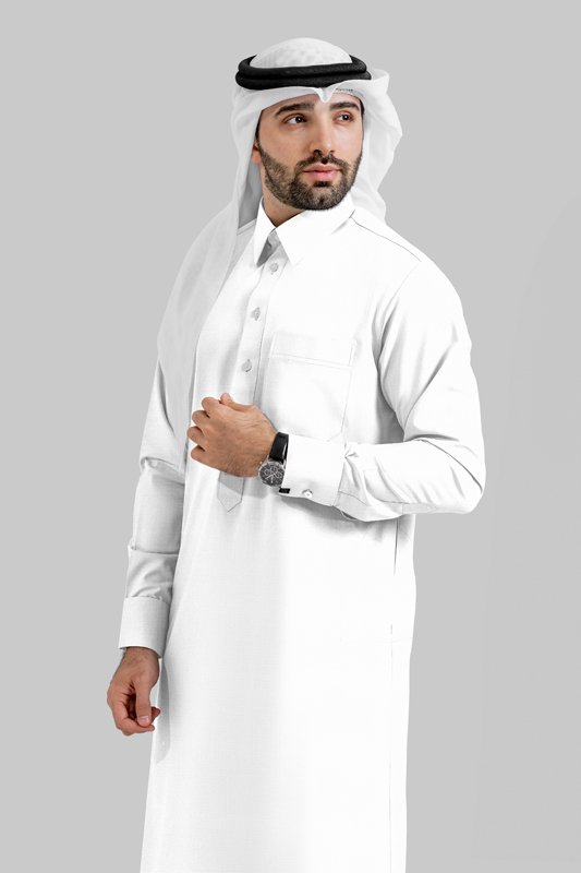 Alternative view of Pure Essence Ice White (Indo) Qatari Kandoora